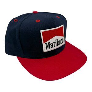 NEW VINTAGE MARLBORO BLUE RED BUCKLE BACK HAT CAP ADULT RETRO